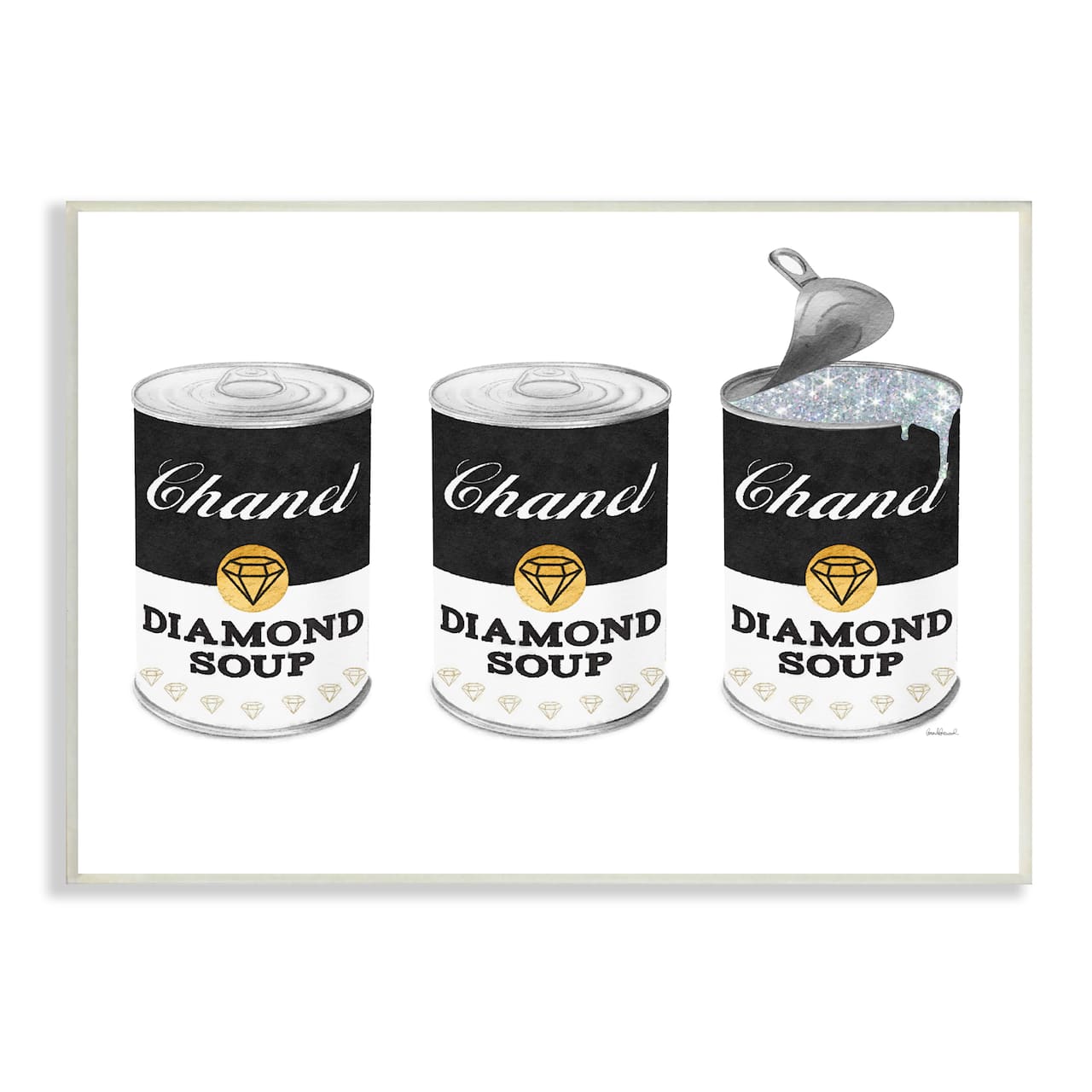 Stupell Industries Fashion Condensed Soup Trio Glam Black Diamond Pop Wall Plaque